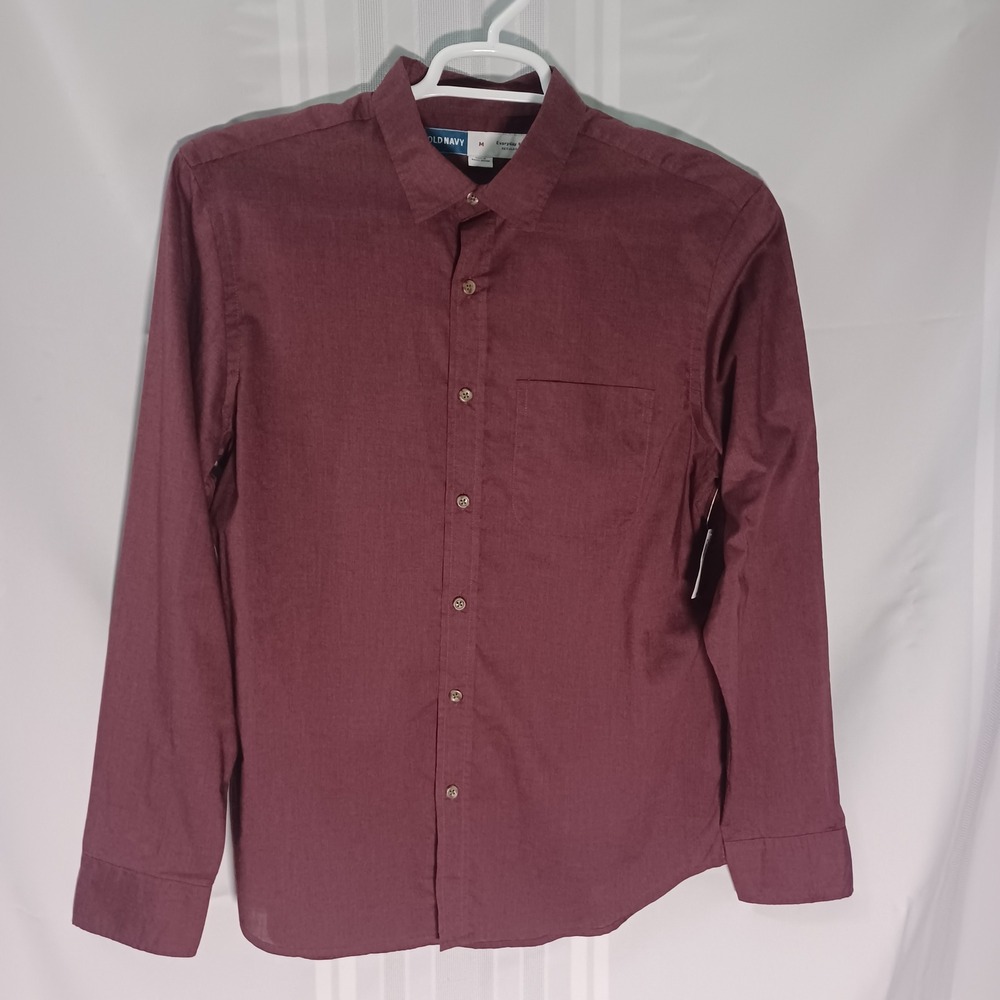 Old Navy Everyday Shirt Mens M Burgundy Raisin Arizona Regular Fit Button Down